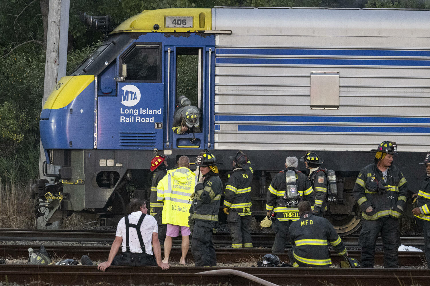 The Montauk Fire Department responded to a reported fire on a Long Island Rail Road train Sunday evening. A LIRR spokeswoman said the fire was on the ground below an engine and forced the cancelation of one evening New York City-bound train. GORDON M. GRANT