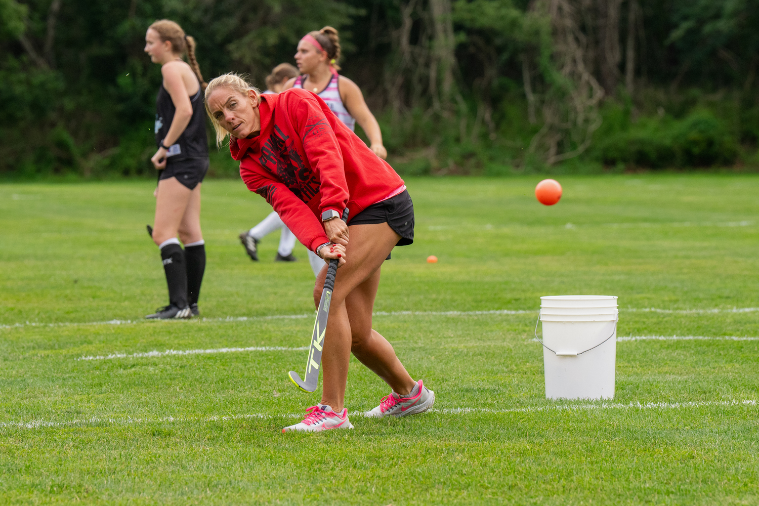 Laura DeSario takes a shot during practice on Monday.   RON ESPOSITO