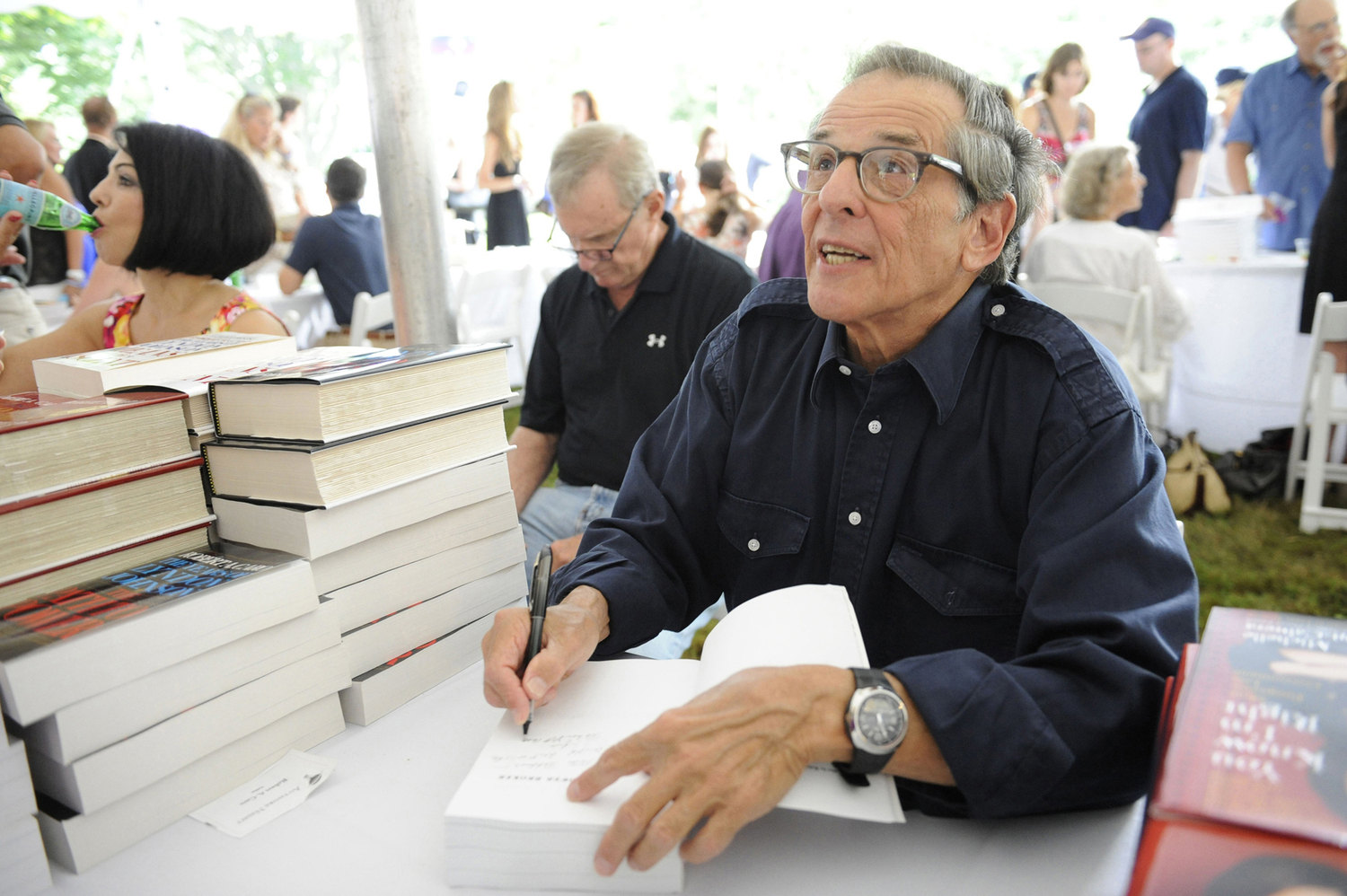 Robert Caro with his book at Authors Night. EUGENE GOLOGURSKY