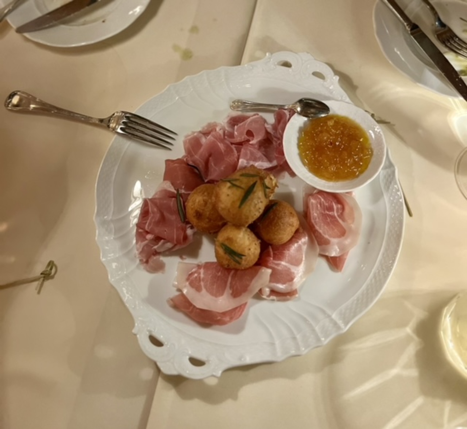 American hams with zeppole at Torrisi. Hannah Selinger photo