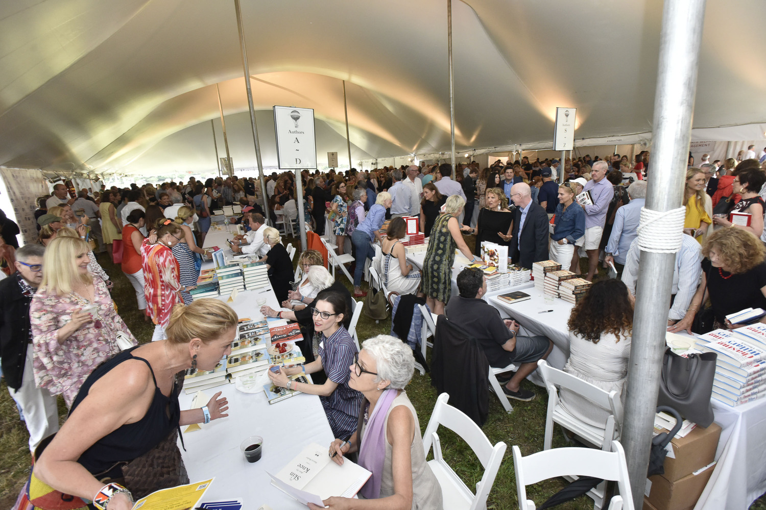 Underneath the tent at Authors Night. EUGENE GOLOGURSKY