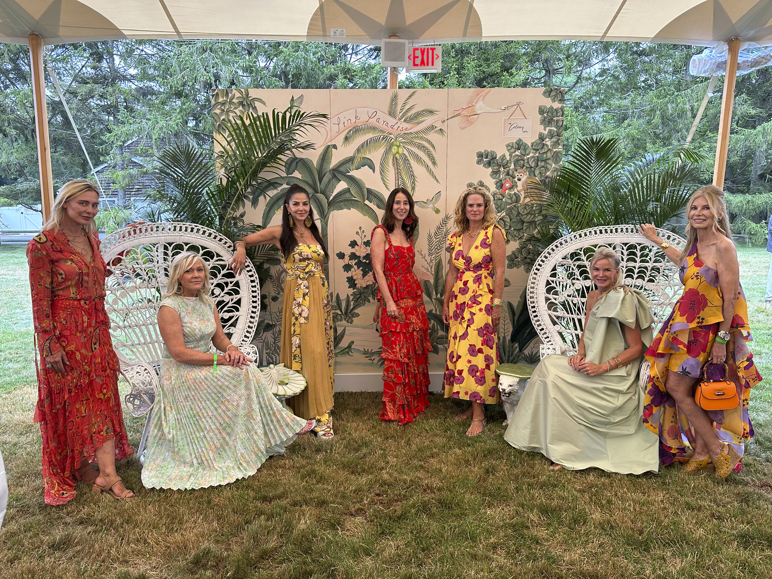 Renee Rockefeller, Ros L'Esperance, Dayssi Olarte de Kanavos, Stacey Bronfman, Ashley McDermott, Mary Kathryn Navab, and Laura Freeman at the 65th annual Hospital Summer Gala.   GREG D'ELIA