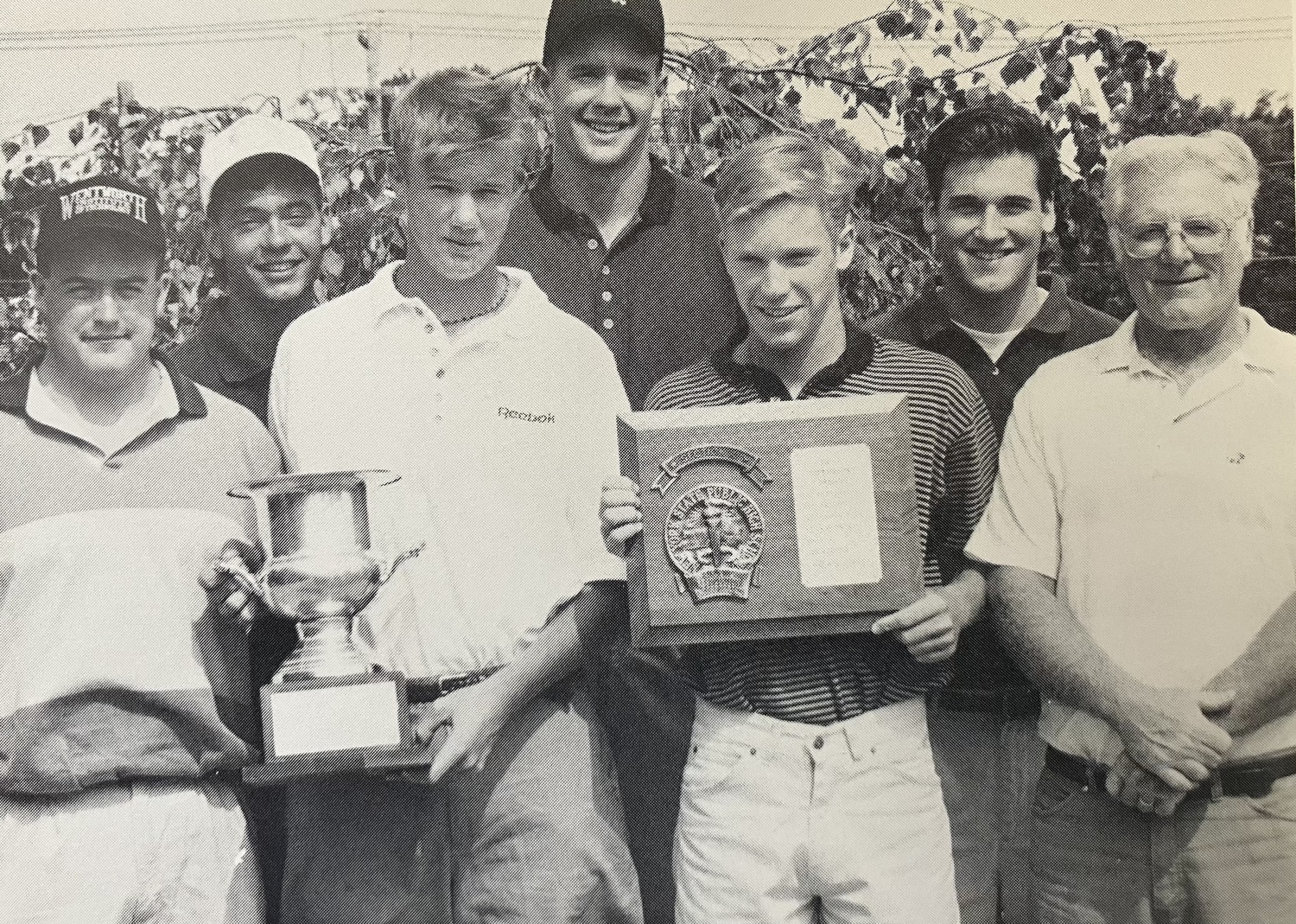 Marshall Garypie, far right, with the 1993 Southampton High School golf team, which was undefeated and won the Long Island championship. The Southampton teams Garypie coached dominated high school golf for nearly a decade.