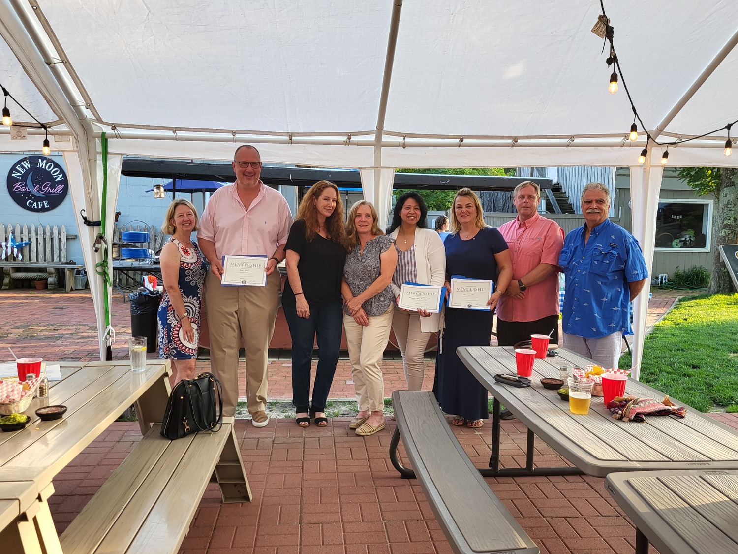 Members of Southampton Town Kiwanis and Greater Westhampton Kiwanis at the recent interclub meeting at New Moon Cafe. COURTESY SOUTHAMPTON TOWN KIWANIS CLUB