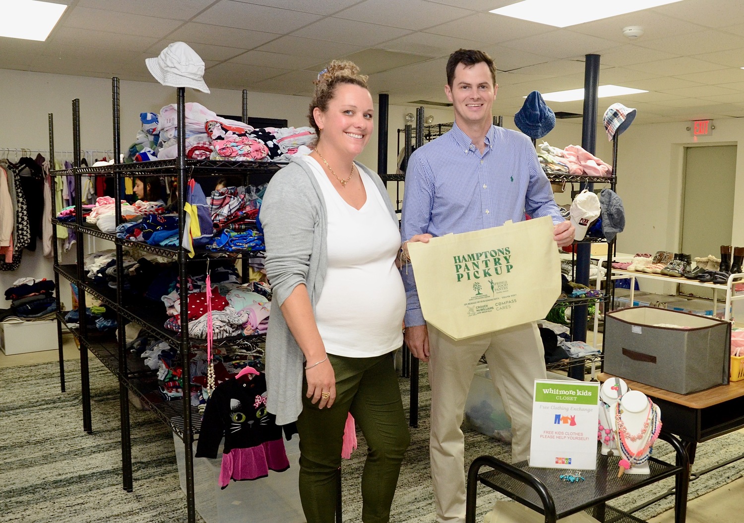 East Hampton attorneys Jameson McWilliams and Thomas Crouch came up with the idea for the Pantry Pickup program after seeing boxes of food left by garbage cans at the end of the summer. 
KYRIL BROMLEY