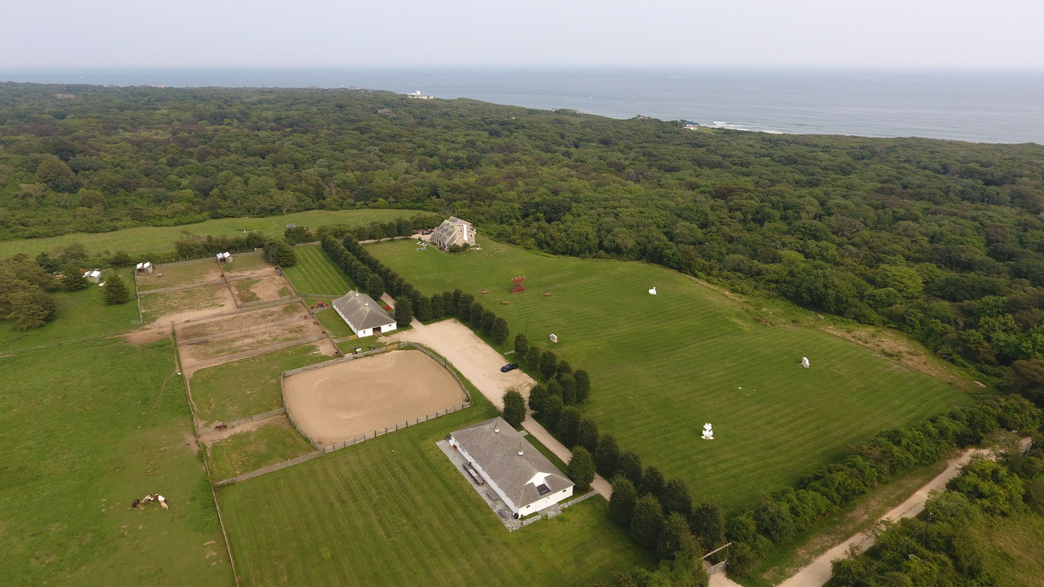 One of the two horse barns has been transformed into an art gallery at The Ranch, as the former Indian Field property is now called by its owner, Max Levai. East Hampton Town claims that using the property, which is an agricultural reserve, violates town code. 
MICHAEL WRIGHT