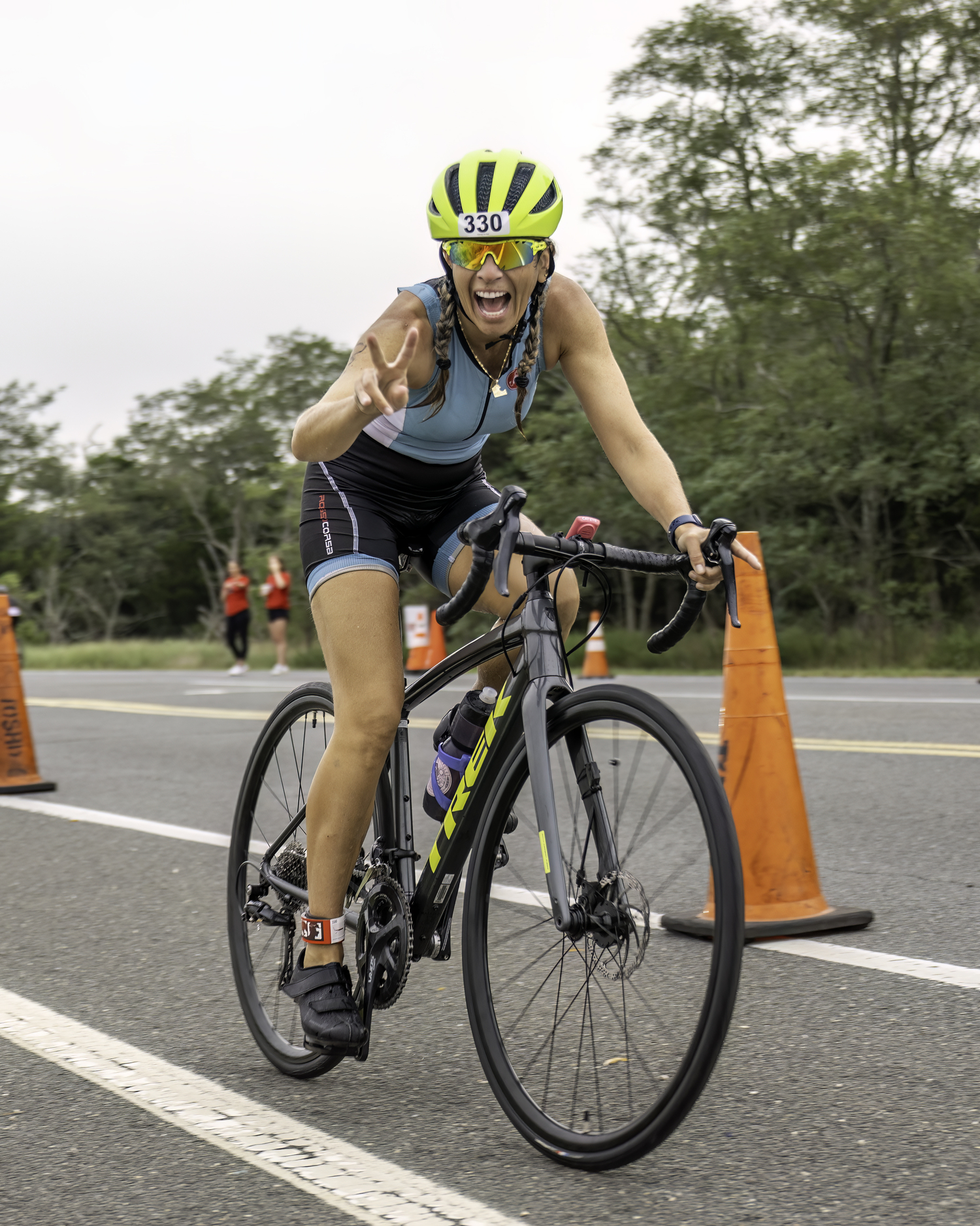 Emily Anderson of Montauk is all smiles while competing on Sunday.   MARIANNE BARNETT