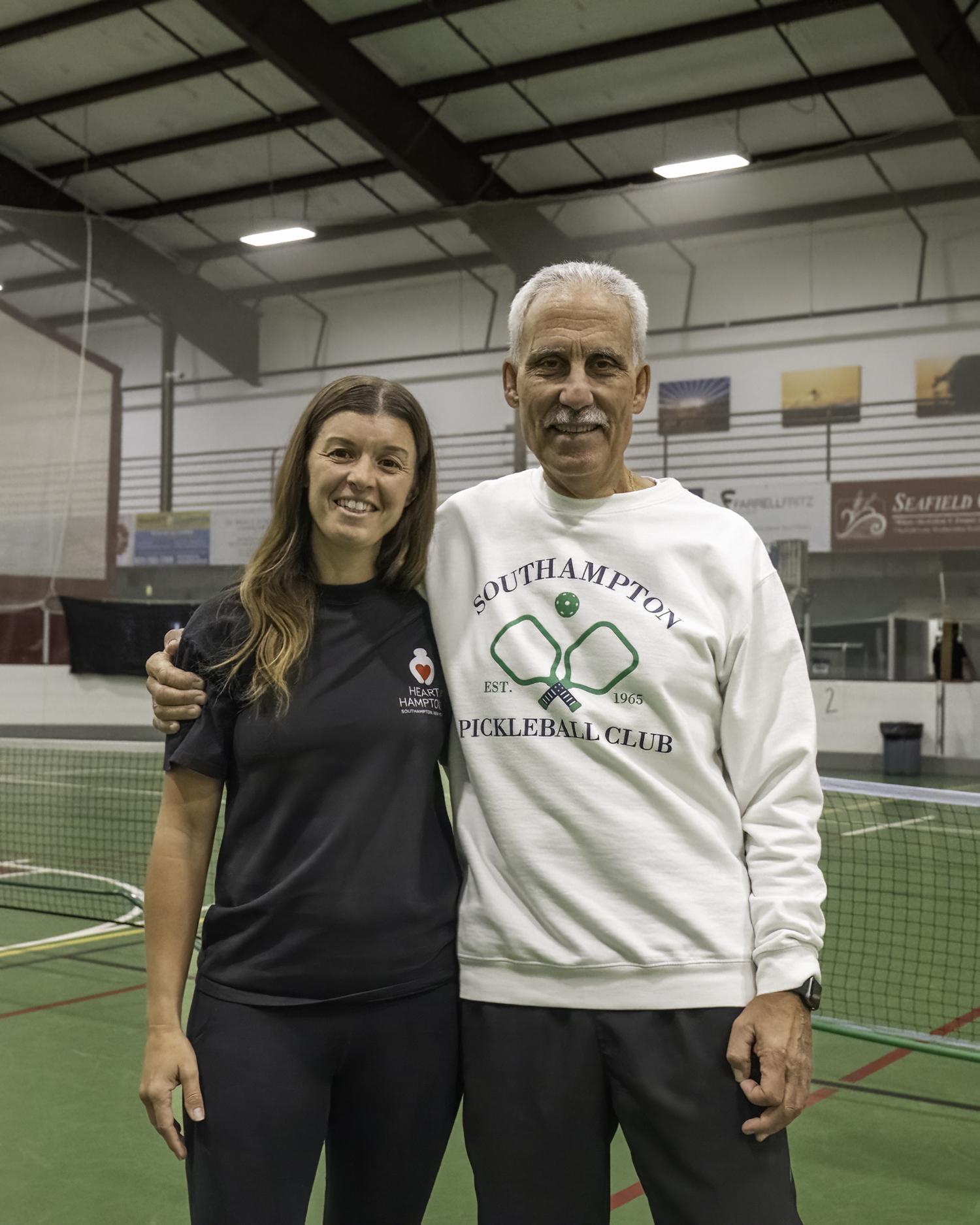 Heart of the Hamptons Executive Director Molly Bishop with Vinny Mangano at last year's Southampton Pickleball Club Heart of the Hamptons Tournament.   MARIANNE BARNETT