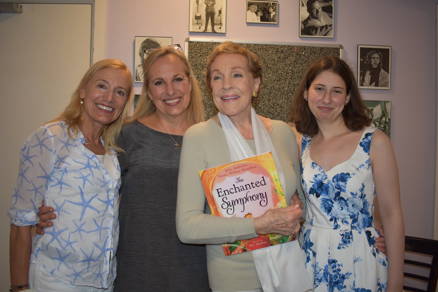 Bay Street Theater Executive Director Tracy Mitchell, authors Emma Walton Hamilton and Julie Andrews with children's book editor Emma Kantor  at the launch of their new children's book 