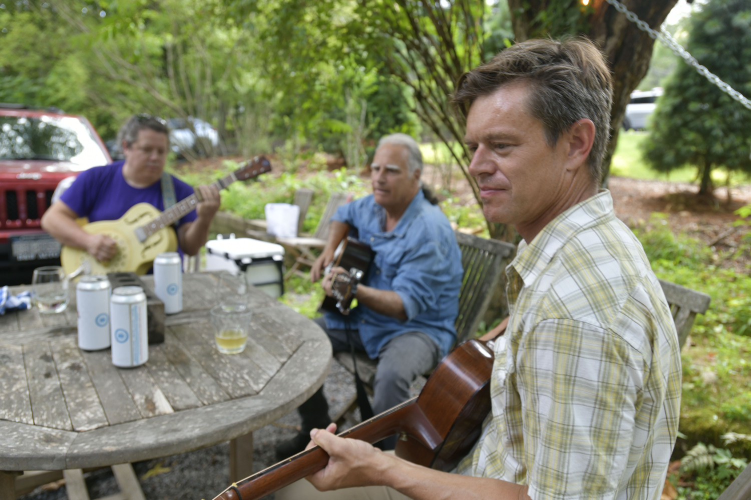 Brad Penuel, foreground, with Greg McMullen and Bosco Michne.   DANA SHAW