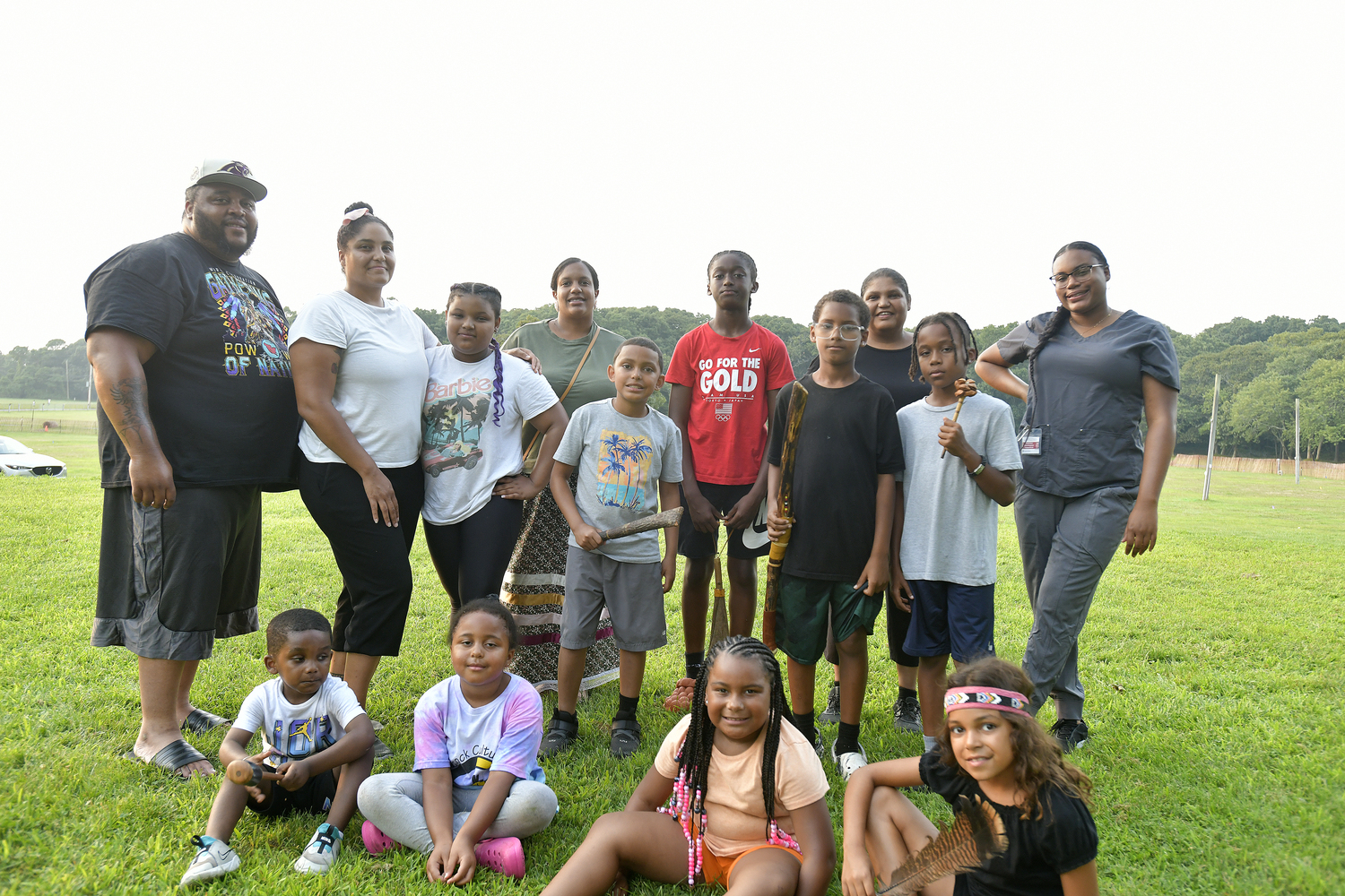 Members of the Shinnecock Boys and Girls Club at the Powwow grounds on Monday evening.  DANA SHAW