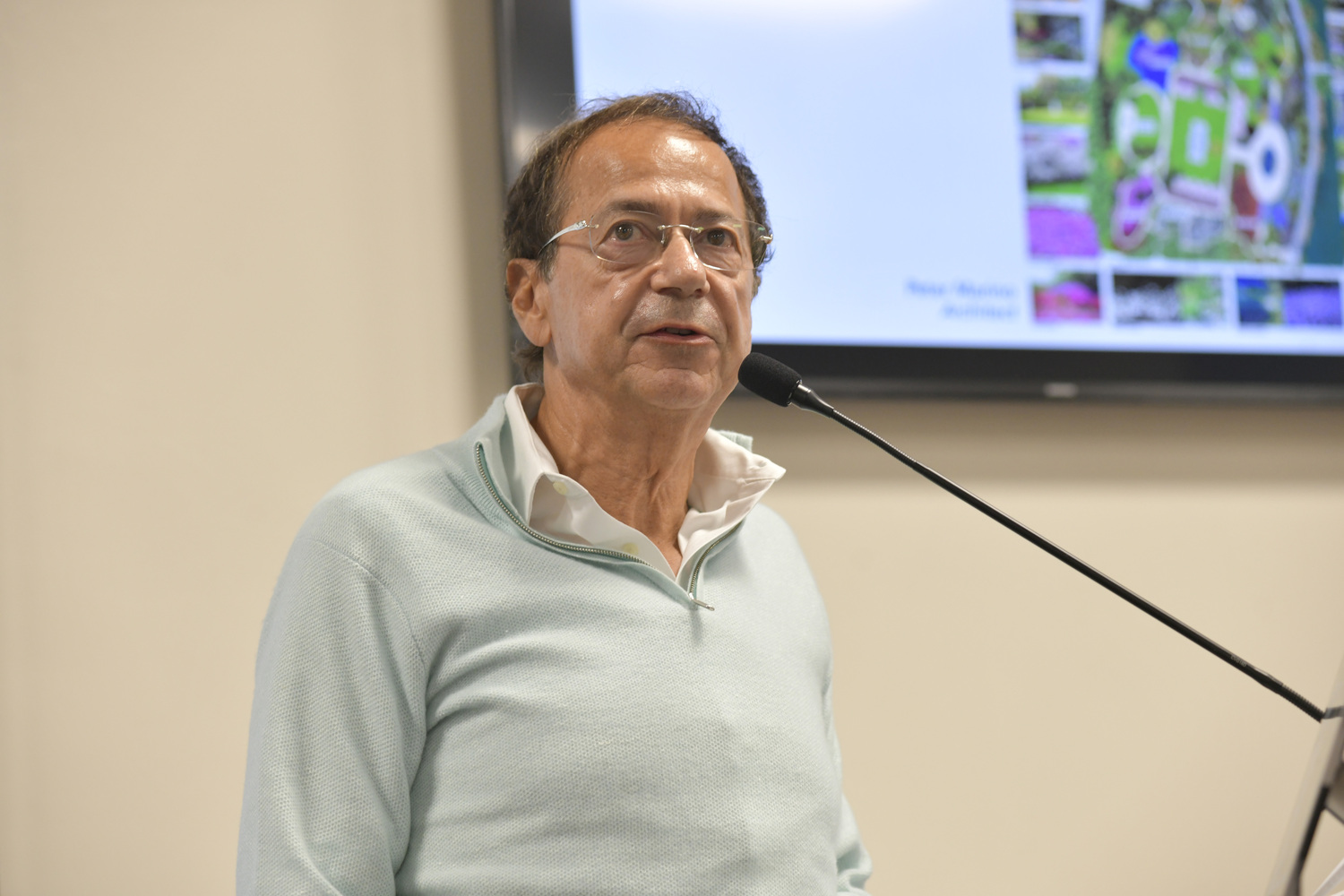 John Paulson at the August 22 Southampton Village work session where new Agawam Park plans were unveiled.    DANA SHAW
