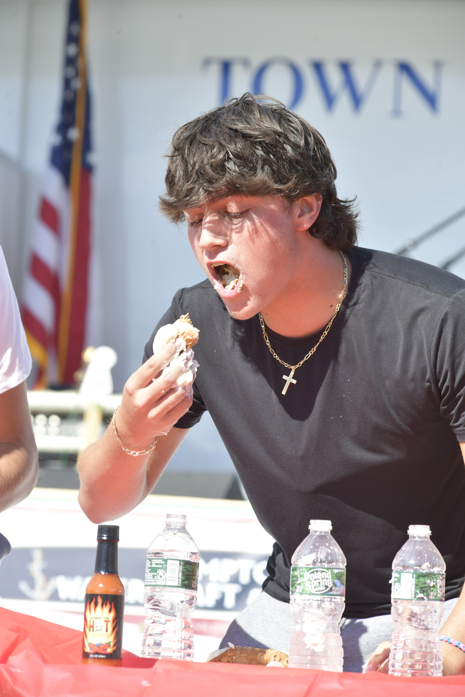 Anthony Manetta during the cannoli eating contest at the 2022 San Gennaro Festival.  DANA SHAW