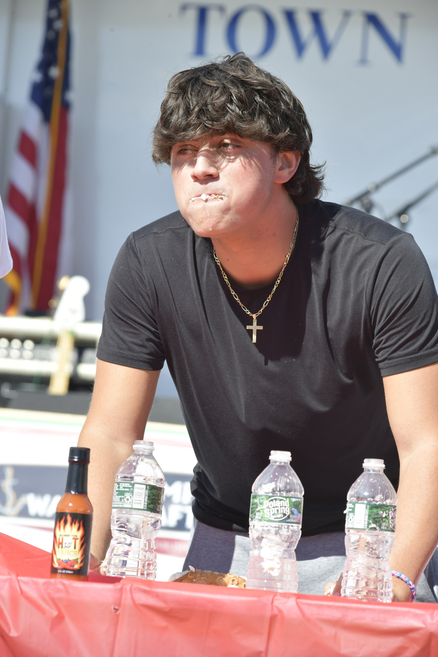 Anthony Manetta during the cannoli eating contest at the 2022 San Gennaro Festival.  DANA SHAW