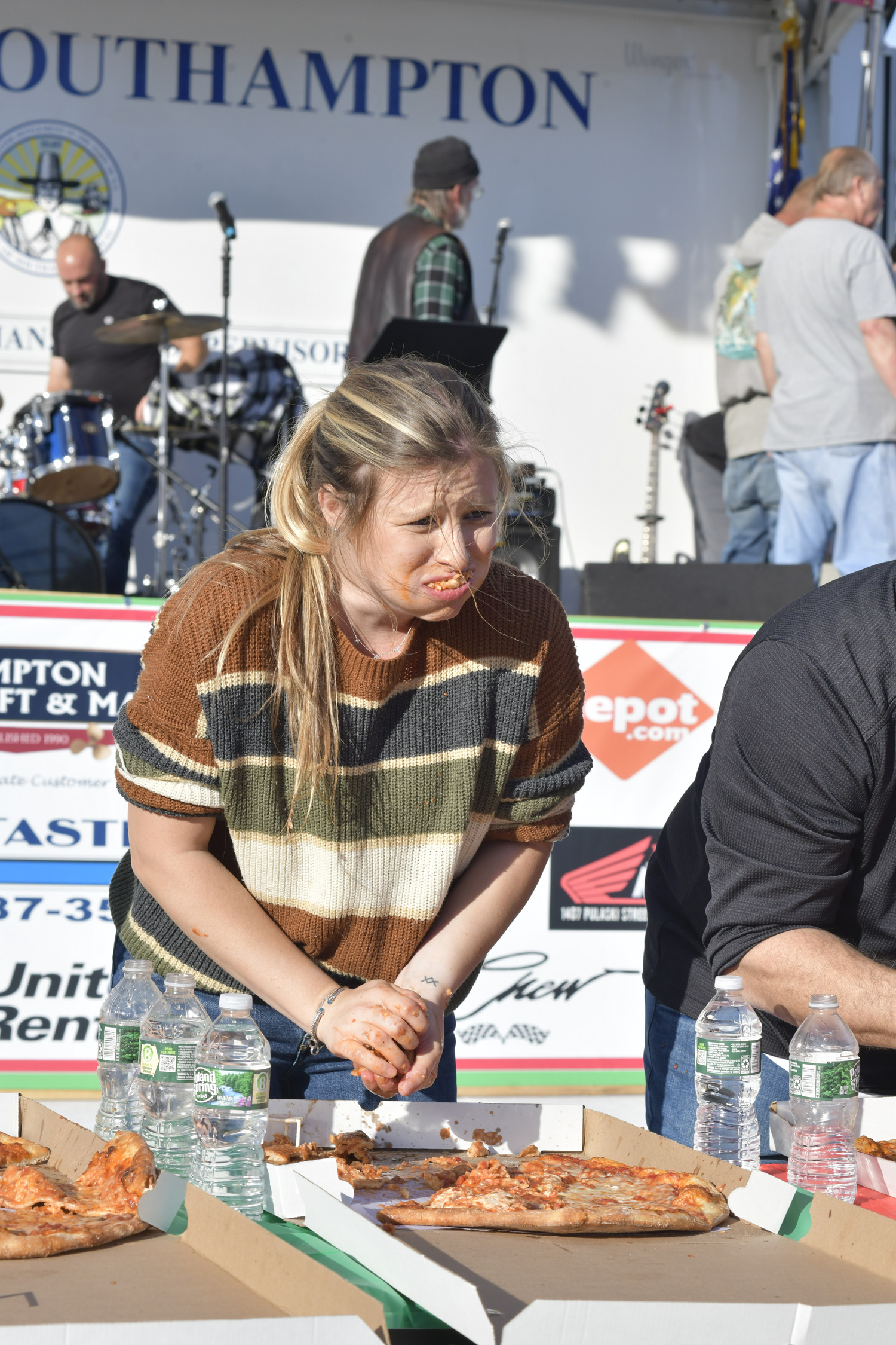 Arianna Tomeo during the pizza eating contest at the 2022 San Gennaro Festival.   DANA SHAW