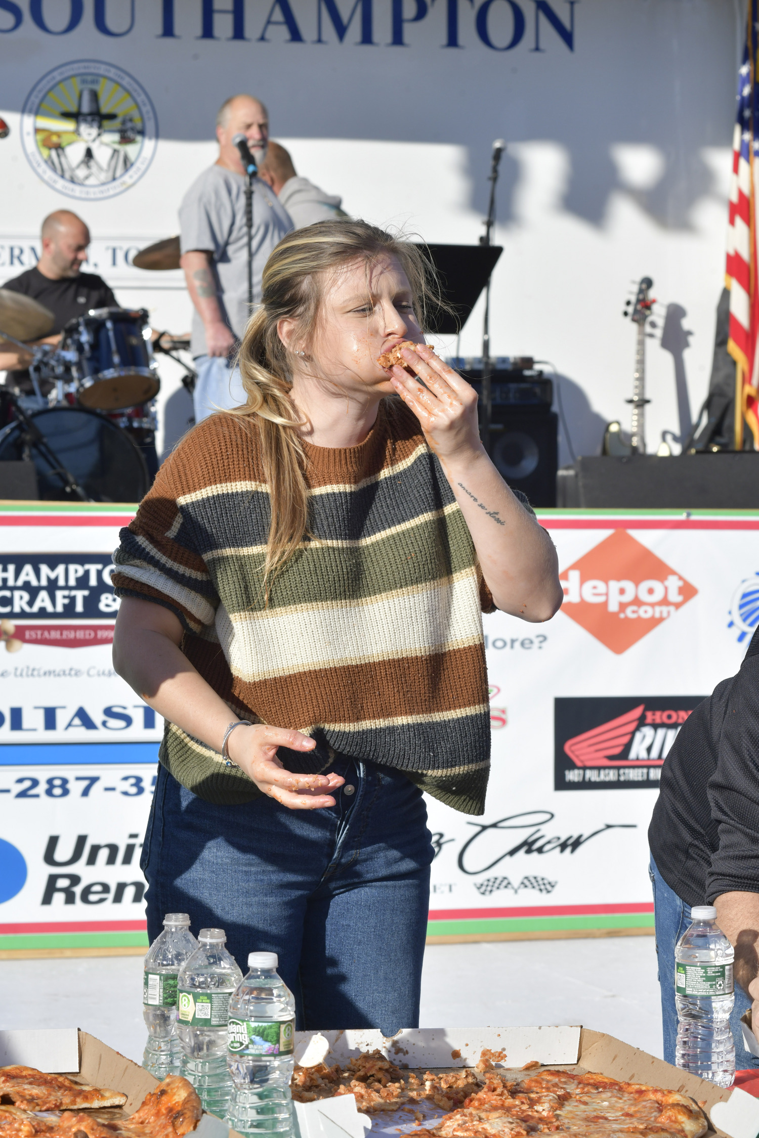 Arianna Tomeo during the pizza eating contest at the 2022 San Gennaro Festival.   DANA SHAW