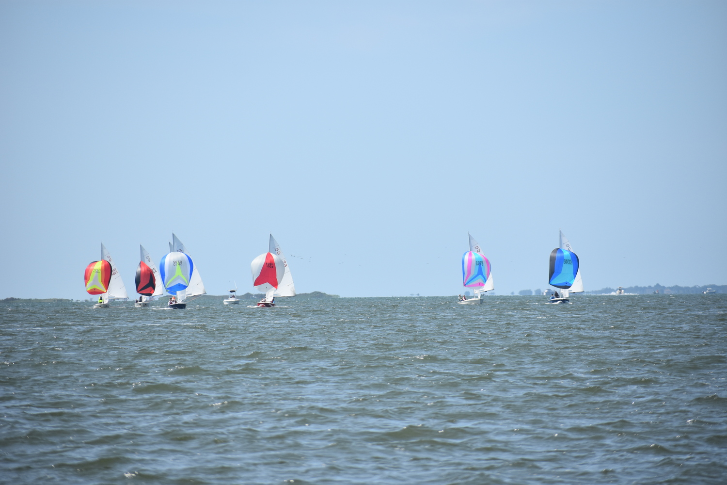 On a day with multiples races hosted by Westhampton Yacht Squadron, Flying Scots let their spinnakers fly.  DANIEL FLYNN