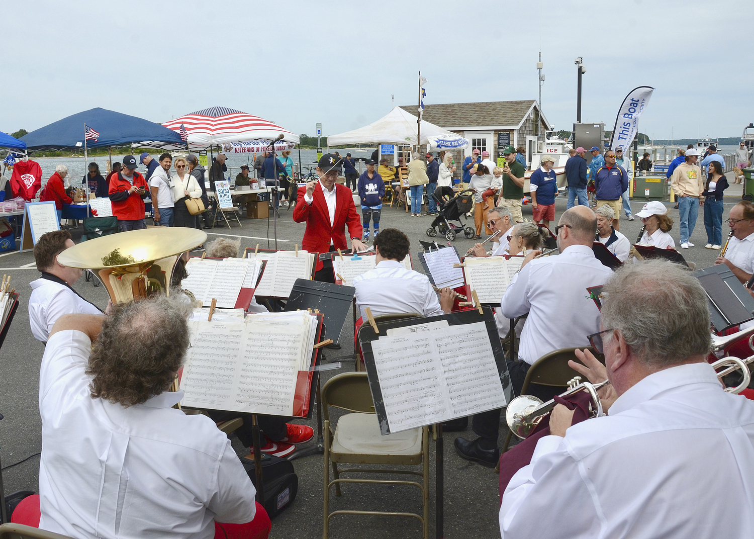 The Sag Harbor Community Band performs on Long Wharf on Saturday afternoon.  KYRIL BROMLEY
