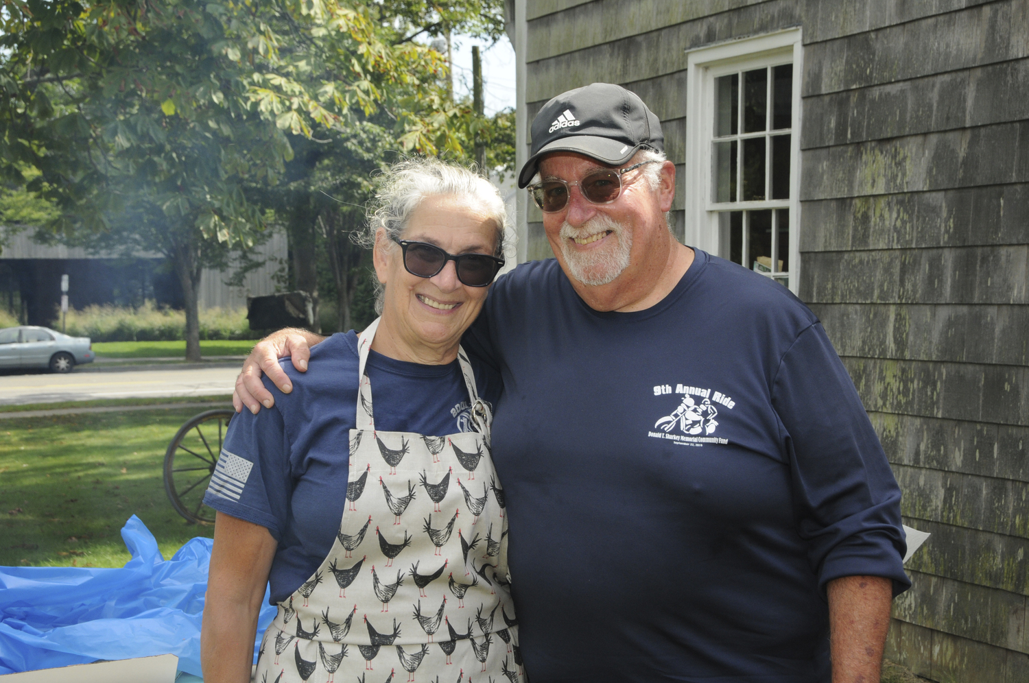 Patty and Tony Sales at the Farm to Table Dinner at the East Hampton Historical Farm Museum on Sunday afternoon.  RICHARD LEWIN