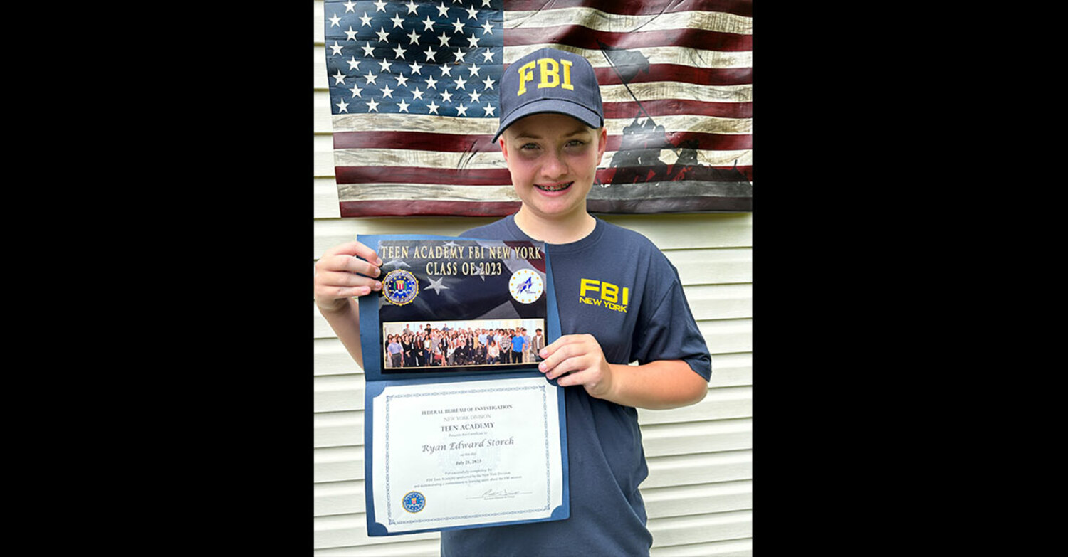 Ryan Storch, a 10th grade student at Eastport-South Manor Jr.-Sr. High School, was selected to attend the FBI New York Teen Academy this summer. COURTESY EASTPORT-SOUTH MANOR SCHOOL DISTRICT