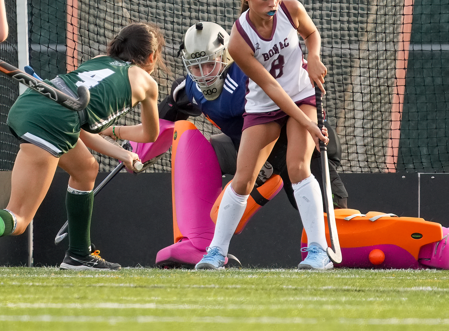 East Hampton goalie Caeleigh Schuster came up with some big saves in her team's shootout win over Harborfields. RON ESPOSITO