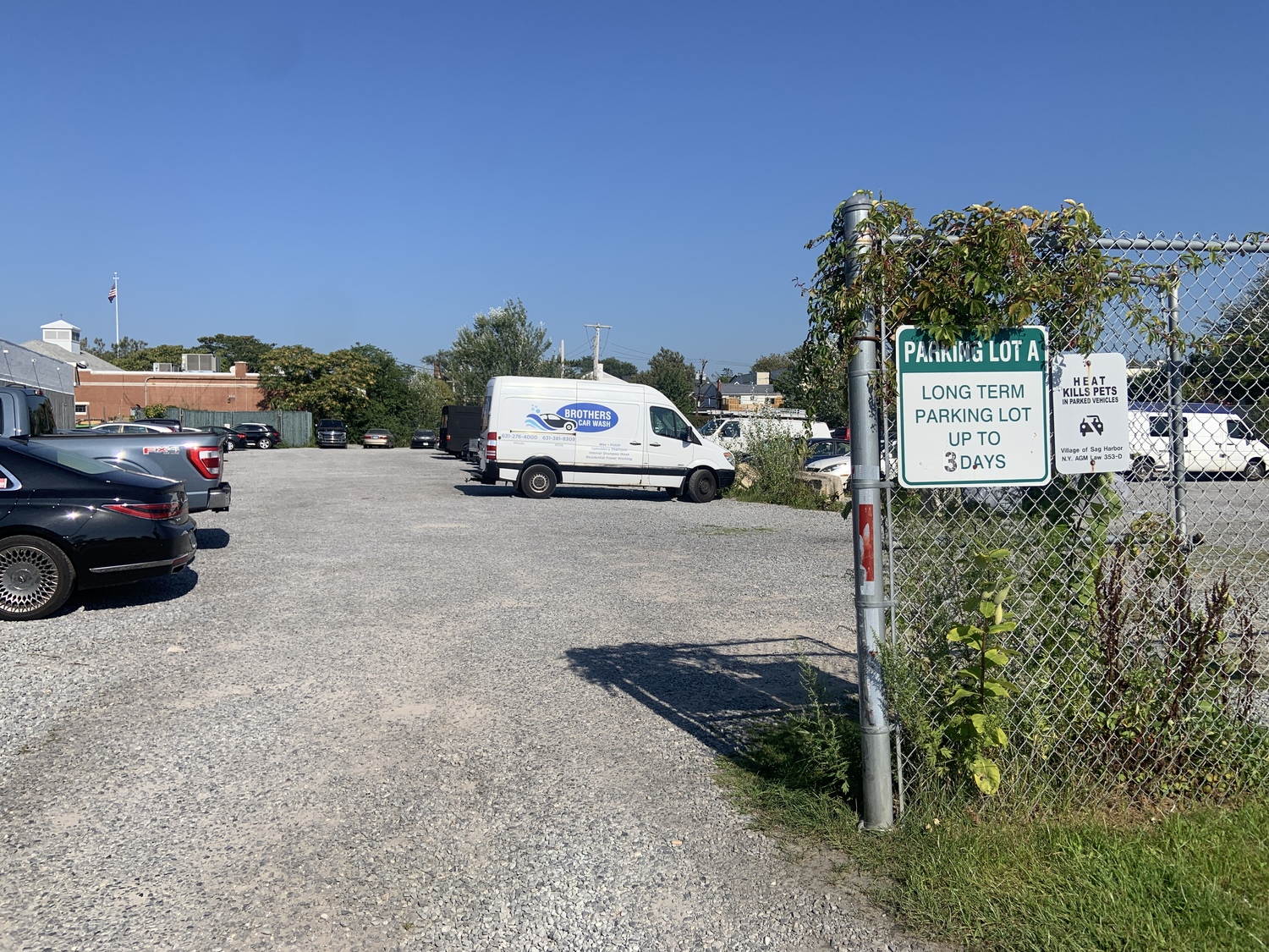 The gas ball parking lot in Sag Harbor, long used for overflow parking, will be transferred to developer Adam Potter on September 16, who has said he would close the lot if a lease deal could not be reached with Sag Harbor Village. STEPHEN J. KOTZ
