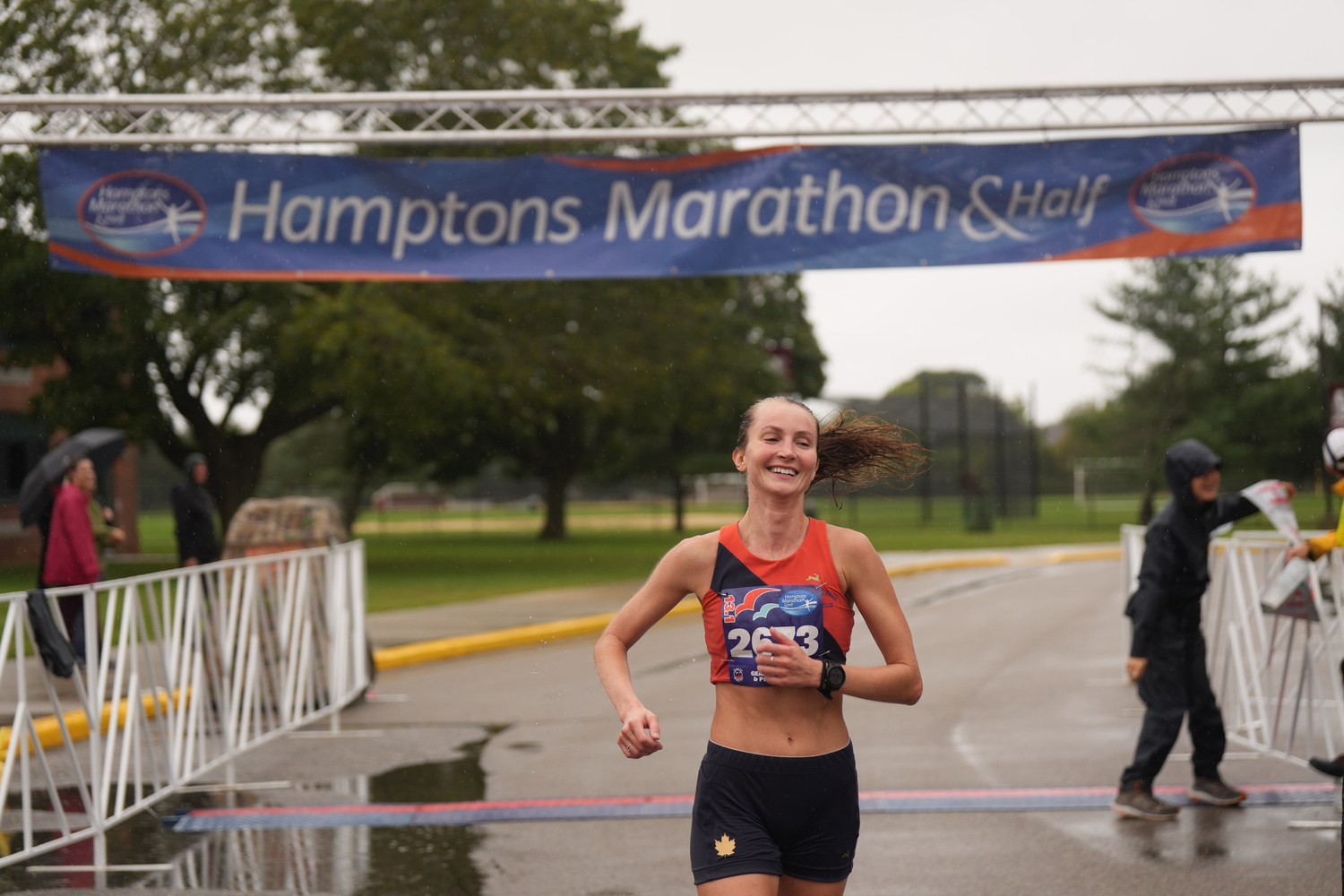 Corinne Fitzgerald repeated as the female champion of the half marathon.   RON ESPOSITO