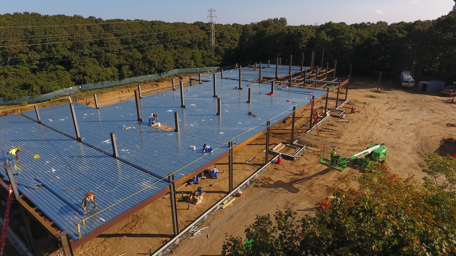 A hospital rises: The Stony Brook Southampton Hospital satellite emergency room in East Hampton is under construction on Pantigo Road, about a year behind schedule, and is expected to be open by late next year. 
MICHAEL WRIGHT