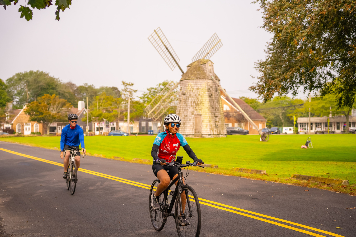 The Ride for Love, in partnership with the Massapequa Park Bicycle Club's Tour of the Hamptons, traveled through the area on October 1, with Douglas Elliman fielding a team of riders.  The event raises money for God's Love We Deliver, a nonprofit that feeds New Yorkers who are too sick to shop and cook for themselves. Douglas Elliman agents Nirali Shah and Sean Devine cycling through East Hampton Village.