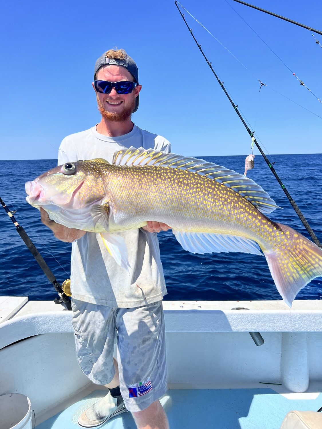 Billy Longnecker with a fine specimen of the delicious golden tilefish.  JIM FOLEY