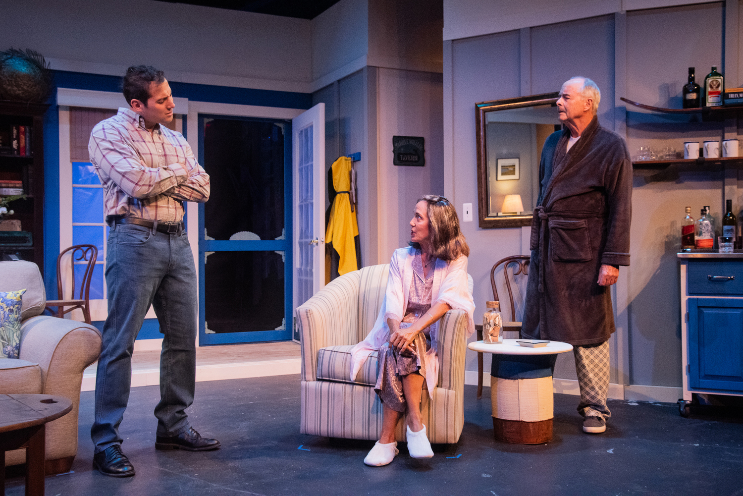 Alexander Massaad, Rosemary Cline and Andrew Botsford in rehearsal for HTC's production of “Rose and Walsh” by Neil Simon opening October 19. VERONIQUE LOUIS