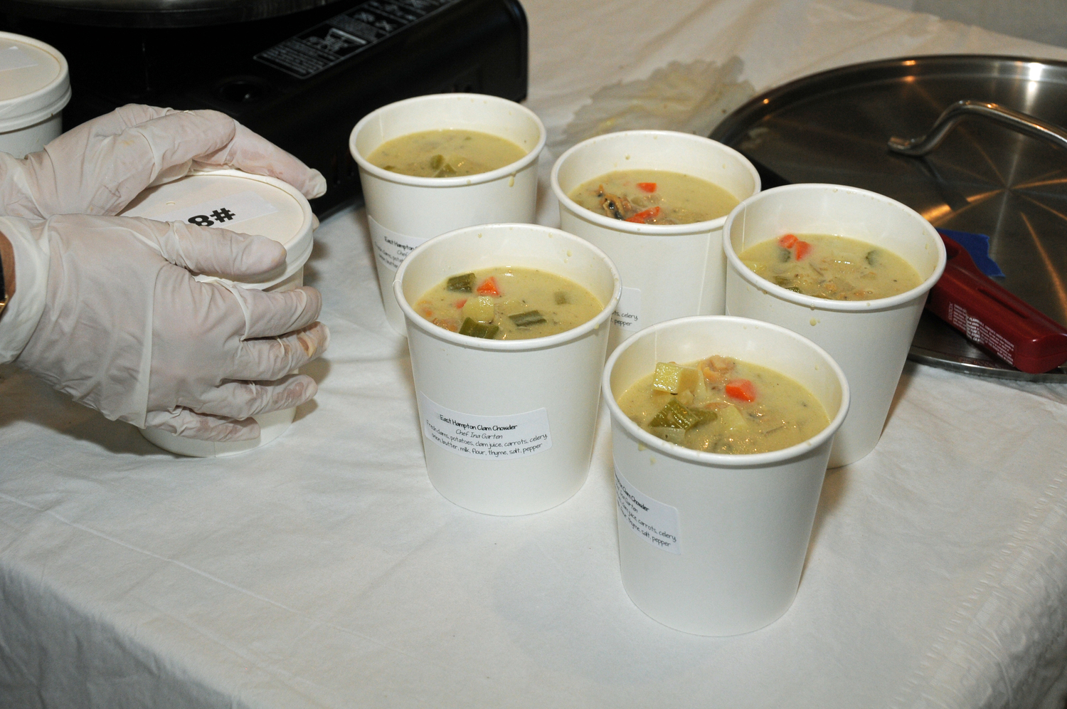 Last year's Chowdah Chowdown was a drive-thru takeout only event. This year's chowdown will be held under a large tent at Ashawagh Hall on October 28. RICHARD LEWIN