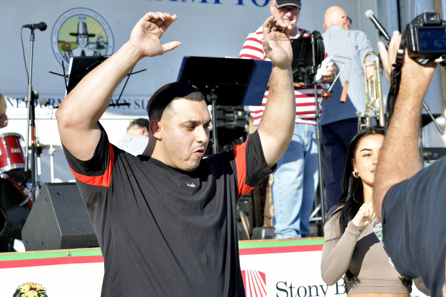 Anthony Romano, the winner of the cannoli eating contest on Saturday.