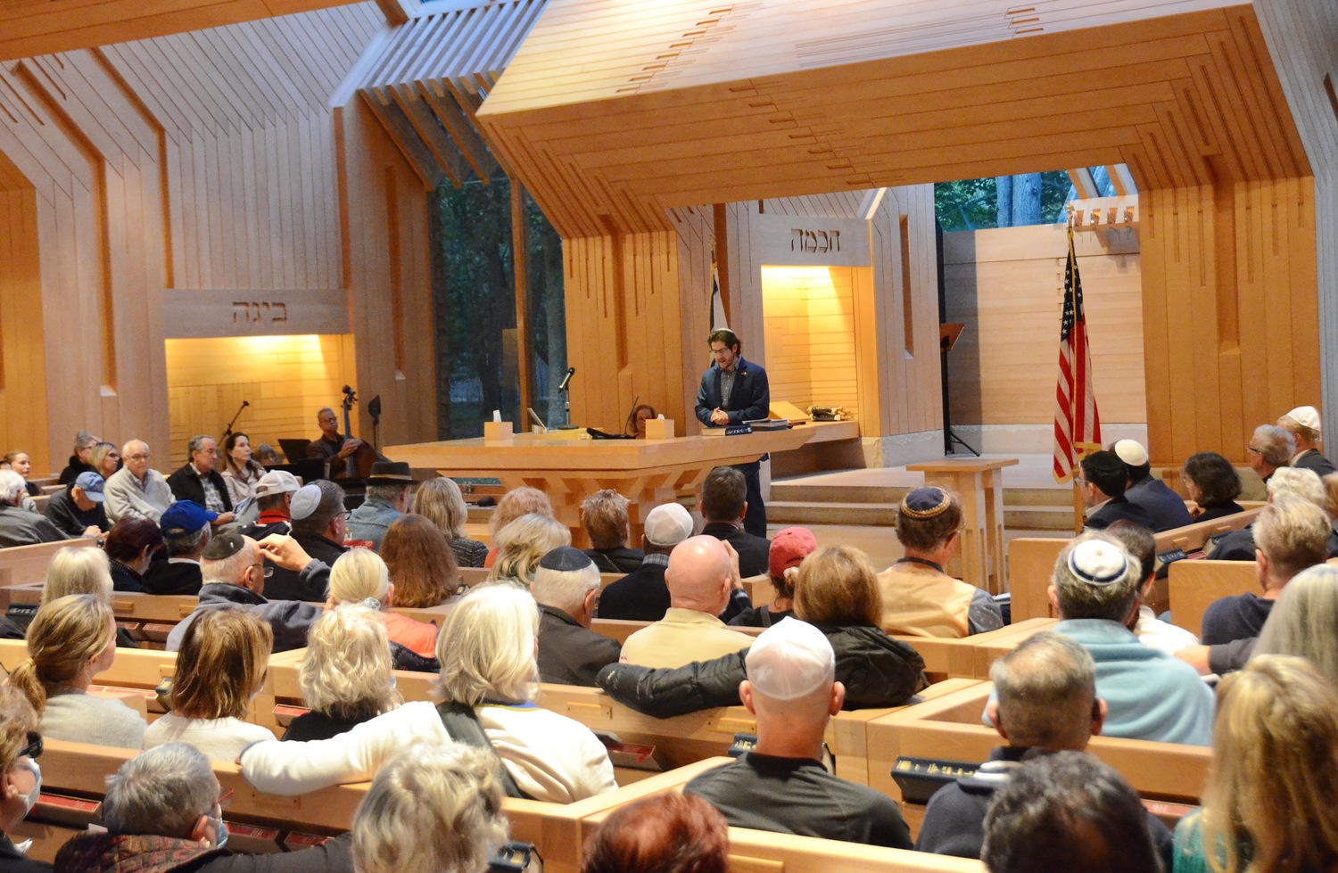 Hundreds of people attended a vigil at the Jewish Center of the Hamptons in East Hampton on Wednesday evening. KYRIL BROMLEY