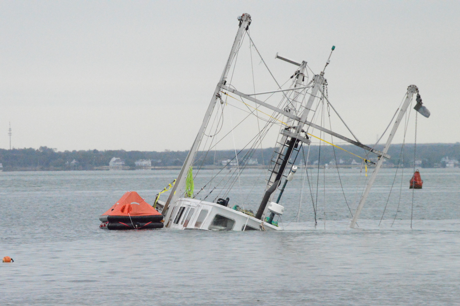 The Kary Ann was towed to a spot off of Road I in Shinnecock Bay. Salvage operations were to begin on October 18, said the Coast Guard. TOM GOGOLA