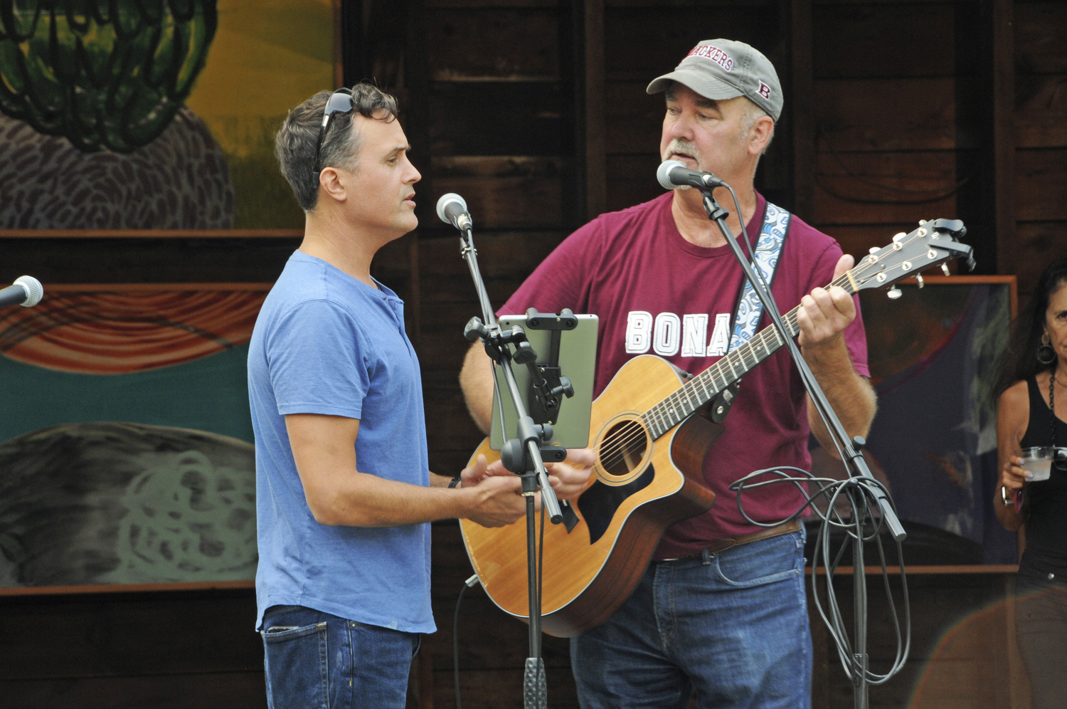 David Cataletto joined East Hampton Town Supervisor Peter Van Scoyoc in performing sea shanties from whaling days at 