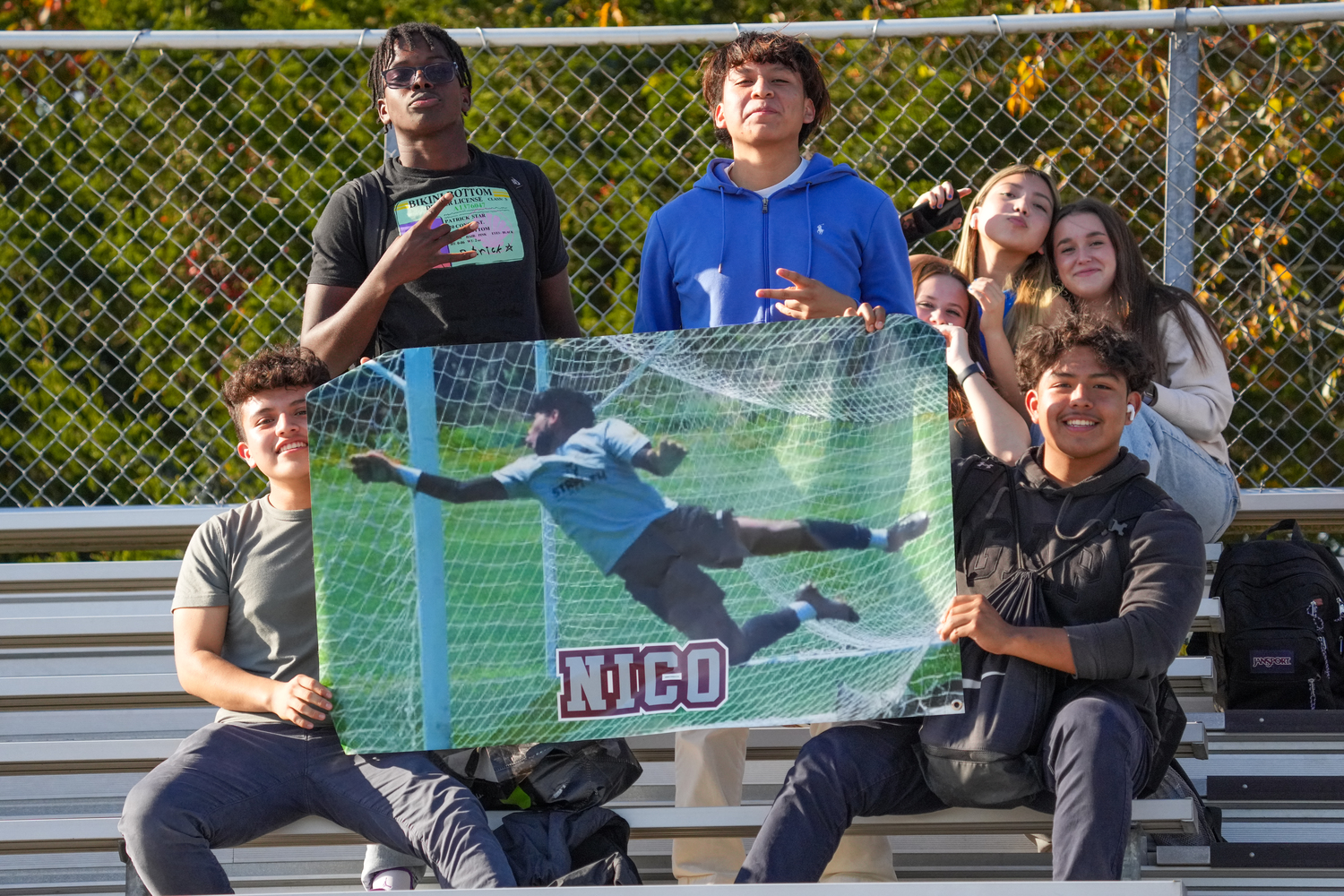 Friends of Nicholas Guerrero show their support of the senior starting goalie.   RON ESPOSITO