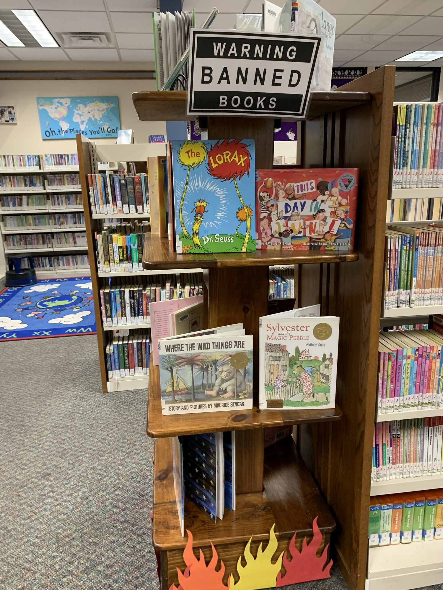 A scene from the banned books display at Hampton Bays Public Library. ALEX GIRESI