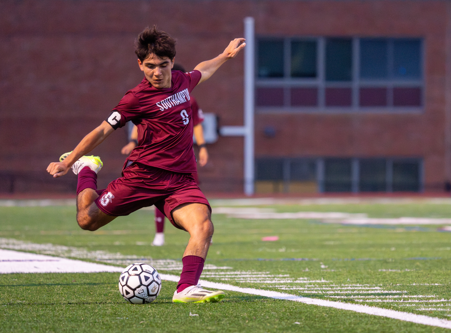 Southampton junior captain Nicholas Gonzalez scored off a free kick against Hampton Bays last week.  RON ESPOSITO