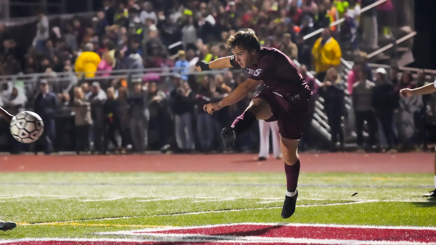 Southampton senior captain Mason Stephens tries to clear the ball.  RON ESPOSITO