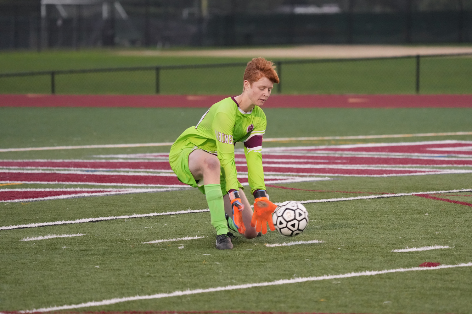 Southampton goalie Wyatt Race plays the ball. RON ESPOSITO