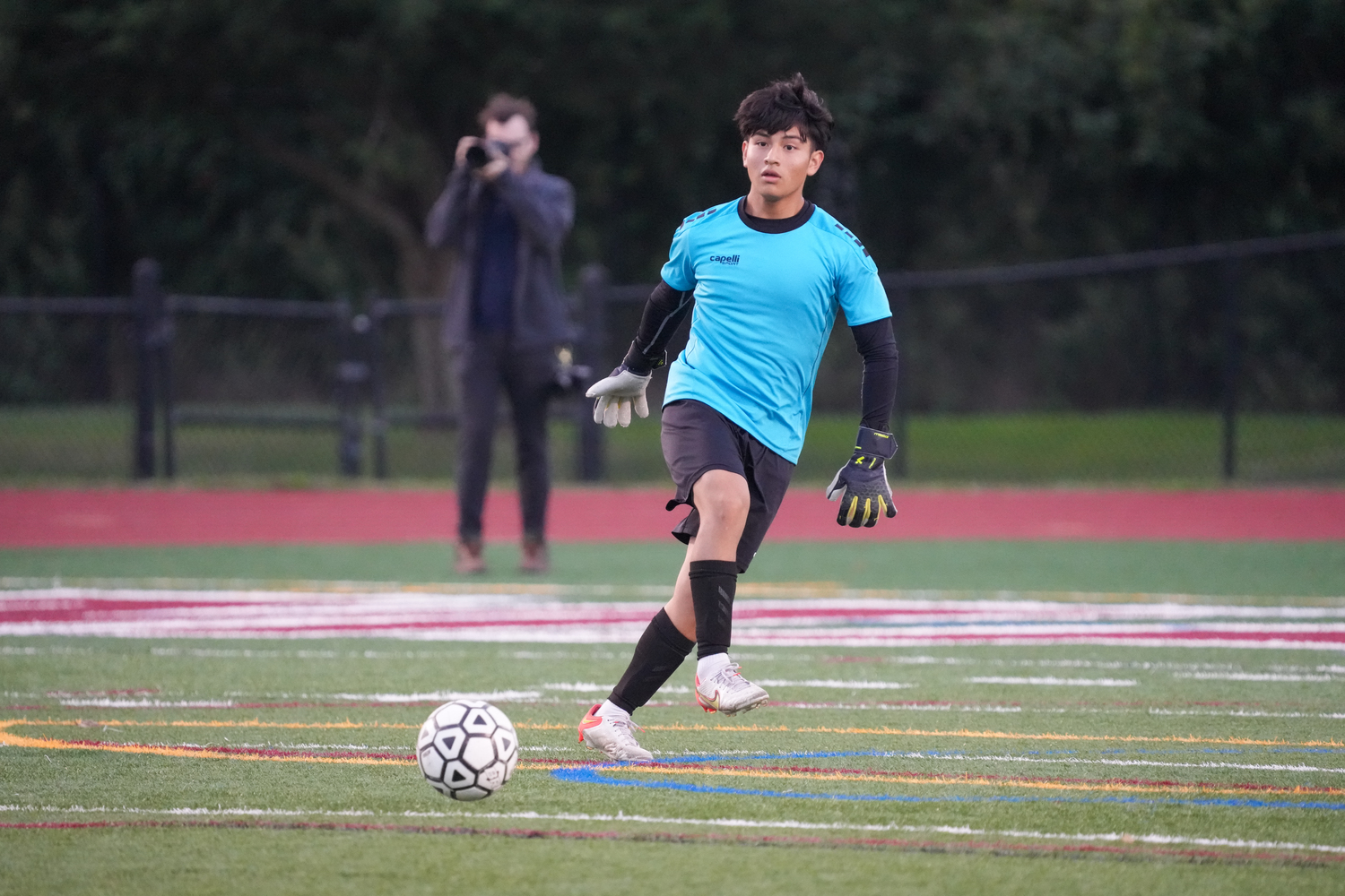 Hampton Bays senior goalie and captain Justin Guanga.   RON ESPOSITO