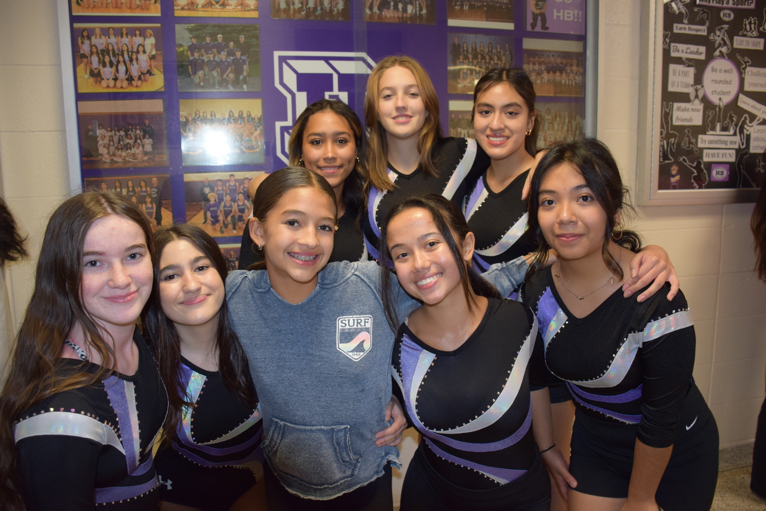 Cheerleaders helped build excitement and pride when  Hampton Bays High School celebrated homecoming during the week of October 10. The week included spirit days, a pep rally, an annual parade and bonfire, as well as a dance. COURTESY HAMPTON BAYS SCHOOL DISTRICT