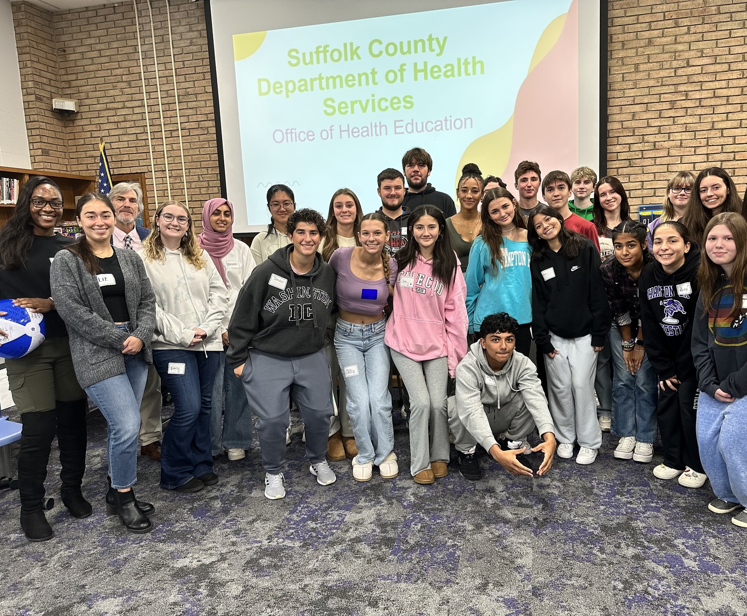 Hampton Bays High School peer educators took part in a four-hour training with representatives from the Suffolk County Department of Health Services. COURTESY HAMPTON BAYS HIGH SCHOOL