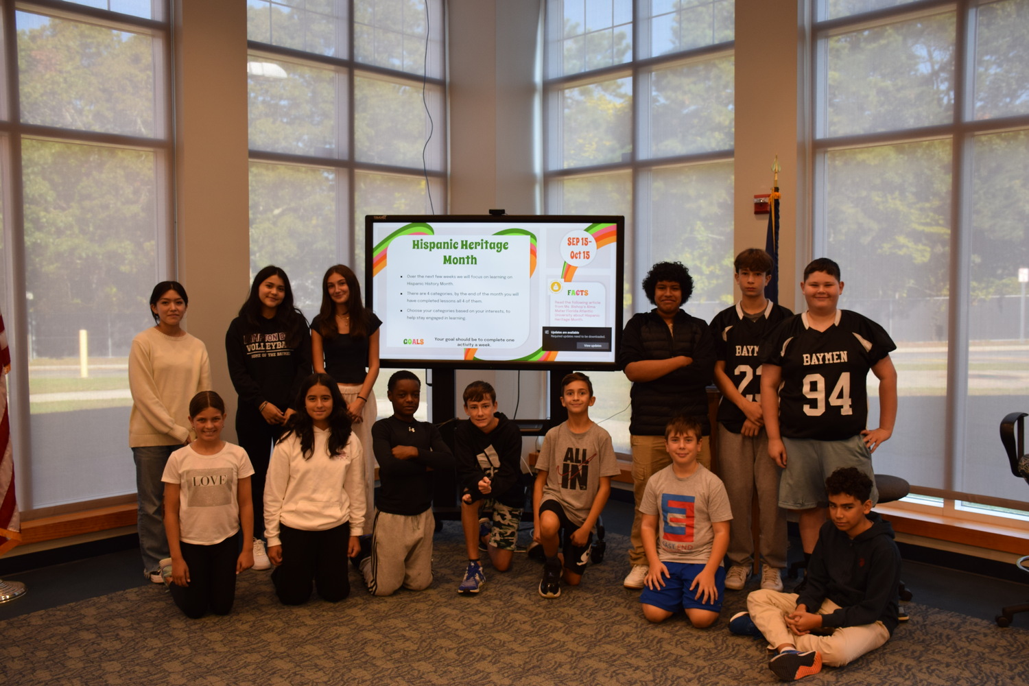 To celebrate Hispanic Heritage Month, Hampton Bays Middle School students are researching various aspects of Hispanic culture, including poetry, art and music. They are also engaging in learning activities that explore famous Latinas and Latinos, as well as Spanish-speaking countries. The activities surround the theme of “Todos Somos, Somos Uno: We Are All, We Are One.” COURTESY HAMPTON BAYS SCHOOL DISTRICT