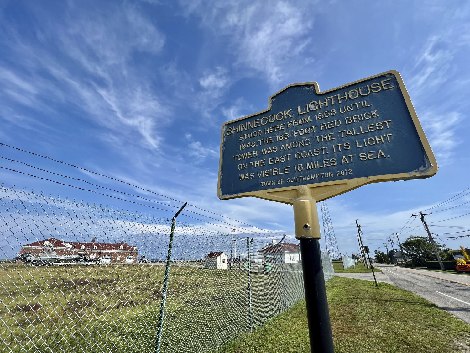 The historical marker near the site of the Shinnecock Lighthouse.   DANA SHAW