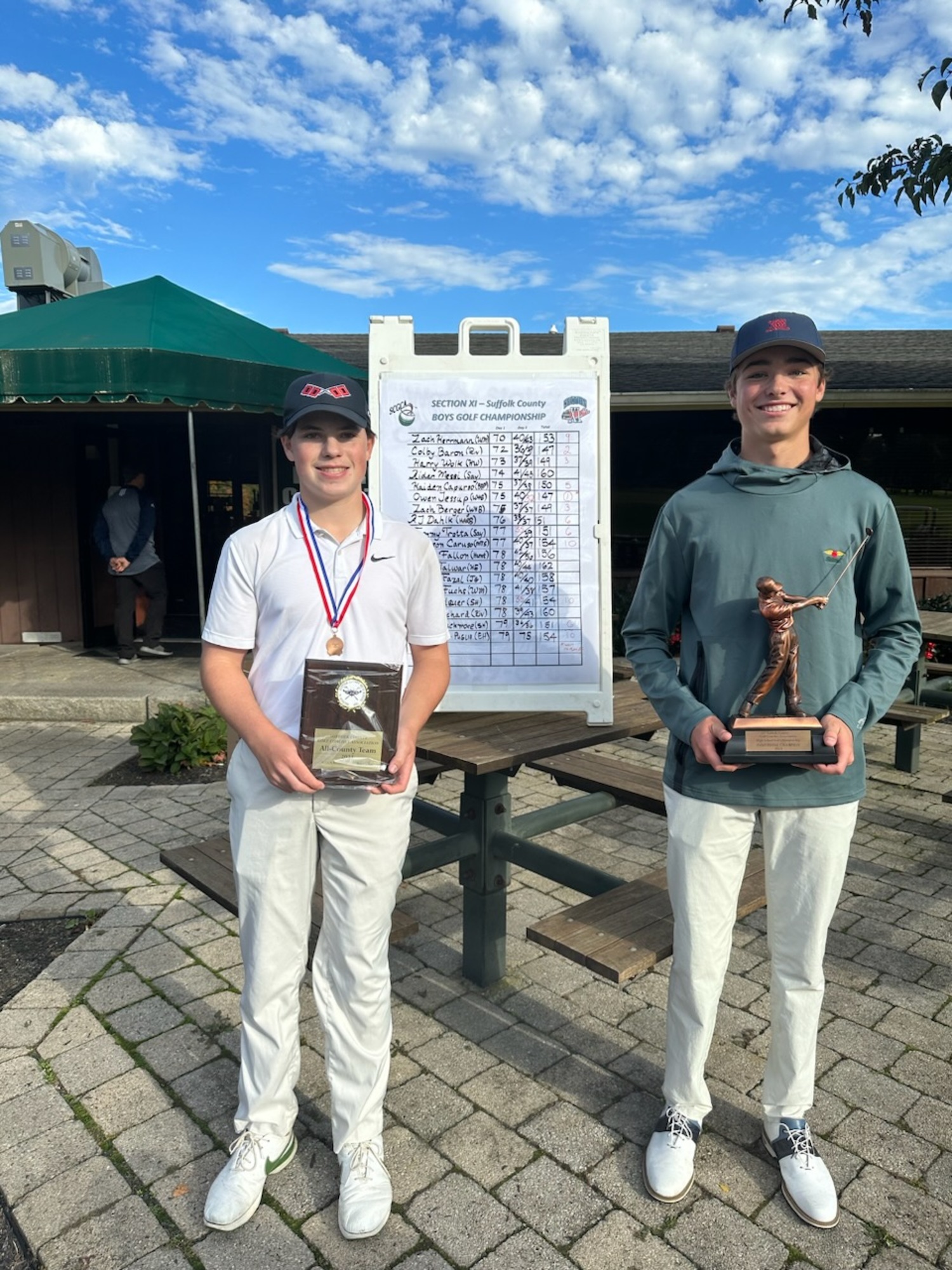 Zach Berger, left, placed third overall in the county while his teammate won the county title. Both qualified for the state tournament which won't be playing until June.