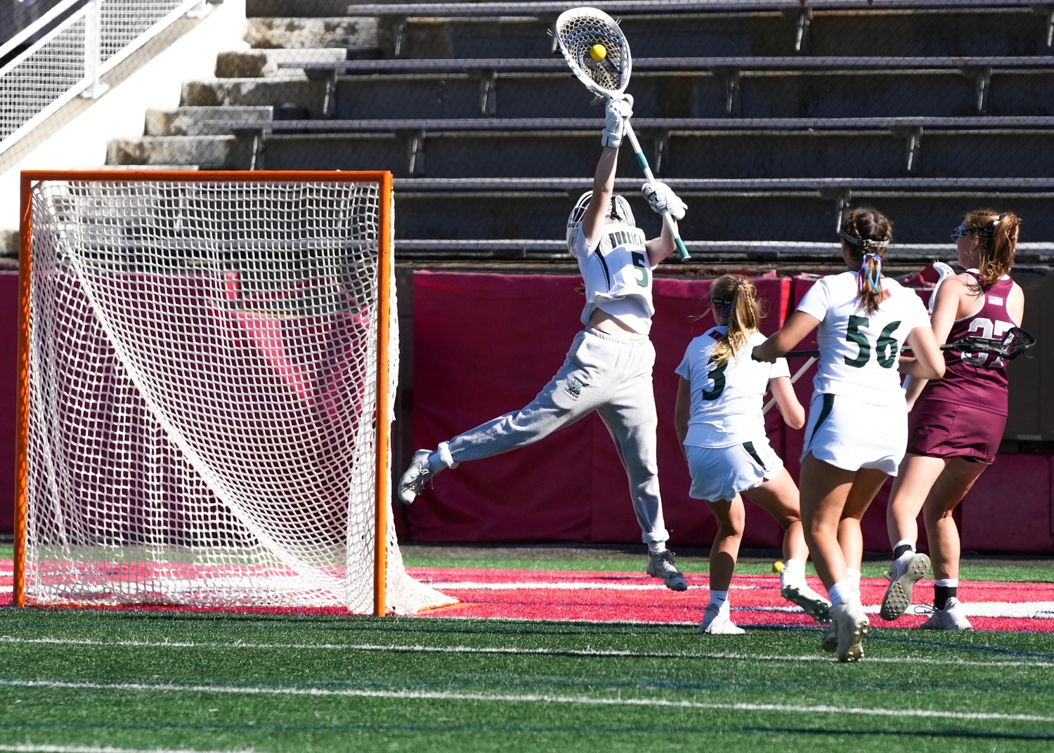 Junior goalkeeper Maya Farnan makes a save as a freshman during Westhampton Beach's first Long Island championship win in program history. RON ESPOSITO