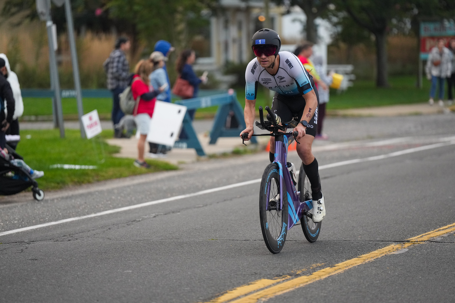 Triathletes started off in the bike portion.    RON ESPOSITO