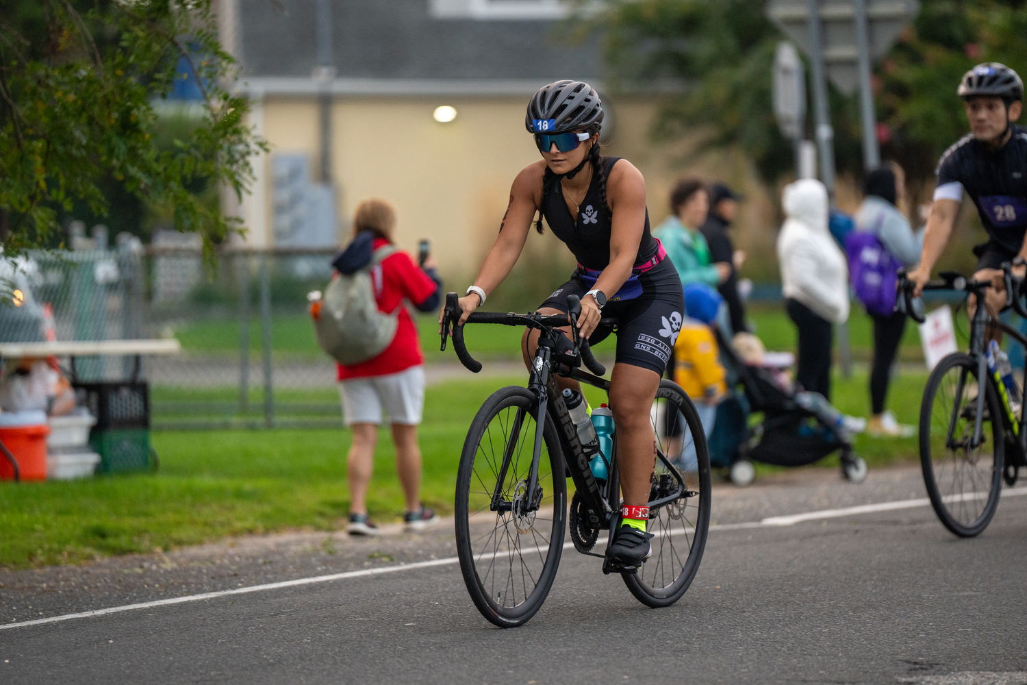 Triathletes started off in the bike portion.    RON ESPOSITO